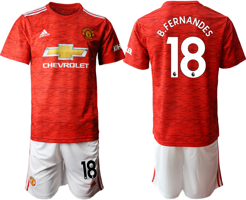 Men 2020-2021 club Manchester United home #18 red Soccer Jerseys